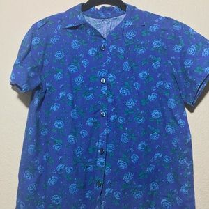 Blue floral button up